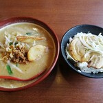 蔵出し味噌 麺場壱歩 - 北海道味噌らーめん（¥792）、ミニチャーシュー丼（¥341）