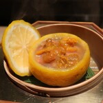 杦 - 先附：香箱蟹 雲丹 飯蒸し