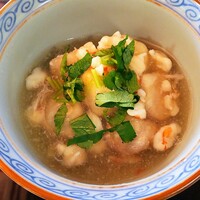 からすみ蕎麦 月と松 - 単品のおばんざい、海老芋と赤座海老。800円。