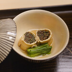 片折 - 干しぜんまいと壬生菜の炊き合わせ