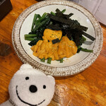 Hiroshima Taishuu Izakaya Toomasu - うにホーレン Stir Fried Spinach and Sea Urchin at Hiroshima Gastropub Thomas, Nagarekawa, Hiroshima！♪☆