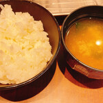 博多天ぷら たかお - ご飯味噌汁