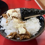 王道家直系 IEKEI TOKYO - 【再訪】ライス大盛に無限ニンニク＋マヨを海苔でまく