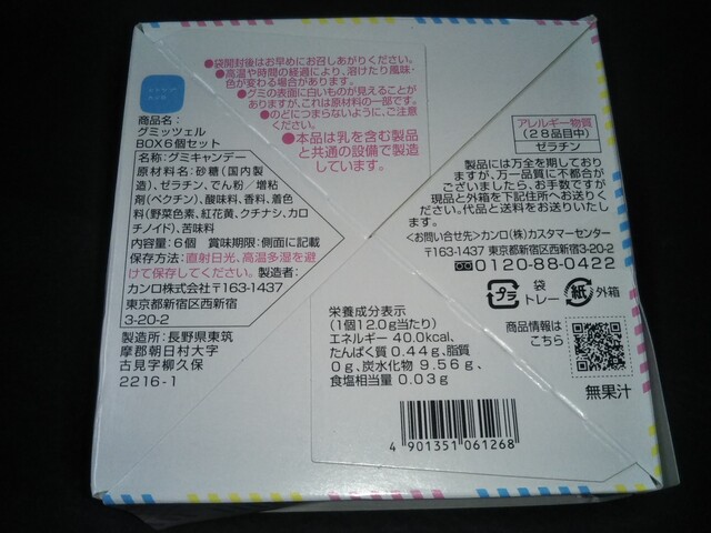 グミッツェル ヒトフブカンロ 東京駅 グミッツェルBOX 6個セット