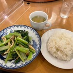 南海飯店 - 青菜炒め＋ライス