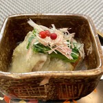 御料理 ひさまつ - 温物 かますと海老芋の唐揚げ 蕪のあんかけ