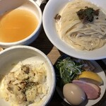鴨出汁中華蕎麦 麺屋yoshiki - 塩つけ蕎麦+浅利リゾット