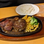 ステーキ宮 - 兄ぃの頼んだ、てっぱんステーキ & 宮ハンバーグ(税込1,990円)