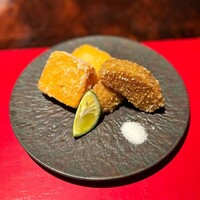 賛否両論 - 金時人参カステラ揚げ、里芋のおかき揚げ
