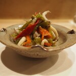 うを徳 - 琵琶湖 稚鮎 + 万願寺 + ししとう 山椒炊き