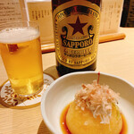 炭火焼鳥　榊 - 赤星とお通しの白子おろし^ - ^