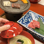 Nishimurayahoterushougetsutei - 箸休めの菊菜細うどん