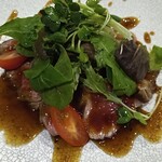 Teppanyaki To Okonomiyaki Mishimaya - 牛タタキ。おろしソースも抜群
