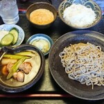 蕎麦喰い処 利めい庵 - 地鶏膳 ¥1750＊地鶏せいろ＊とろろめし＊漬もん
