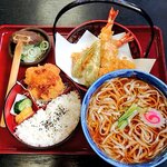 やぶ久 - 天ぷらそば
             ミニ串カツと御飯のセット