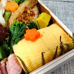 おかだ紅雪庭 - 子鯛子宝焼き・菜の花お浸し・伊達巻など