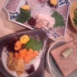 きよかわ - いさき刺身・ほっき貝刺身・ばふんうに・むらさきうに