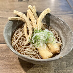 手打ち蕎麦 成冨 - ごぼう天と葱天の冷やしそば