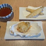 Edomae Tenpura Tendou - 牡蠣の天ぷらとわかさぎの天ぷら
