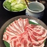 小梨の湯 笹屋 - 夕食の銘柄豚のしゃぶしゃぶ
