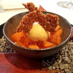 リストランテKubotsu - デザート　秋吉さんの富有柿　柿風味のバニラジェラートとパンナコッタ（2022.11）