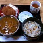 お多福 - おまかせ定食(ハムカツとカレーー丼, 2012.02)