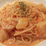 Shummishuyuushion - 海老とほたてのトマトクリームパスタ  
                      ５００円