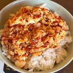 元祖 ニュータンタンメン本舗 - タンタンメンの残った具を半ライスの上に乗せて食べました。