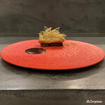 カーサ・デル・チーボ - 穴子のインパデッラと牛蒡のコンフィと牛蒡のチップスと自家製の実山椒