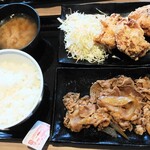 Yoshinoya - 牛皿唐揚げ定食
