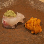 うを徳 - 明石　タイ、函館　ウニ