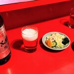 湖州軒 - サービスのお通しと大瓶