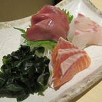 Shusai no Kakurega Tsukiakari Larapoto Ebinaten - お造り盛り合わせ３点盛り