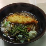 Ajisai Baiten - かけそば　トッピング　海老天ぷら　山菜　