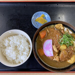 Yanagi ya - チキンカツカレーうどん（小、700円）
                        白ご飯（150円）