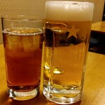 居酒屋遊心 - ウーロン茶　330円　+　生ビール　420円