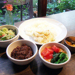 スパイスカフェ - ペアカレーランチ(1350円)のドライカレーとココナッツカレー