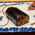 一心鮨 光洋 - ③本鮪鉄火巻き〜腹身すき身に目葱を添えて。