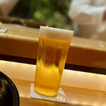 一心鮨 光洋 - 喉が渇いて、暫し生ビール。