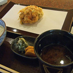 京都祇園 天ぷら八坂圓堂 - かき揚げ・ご飯・赤だし・香の物