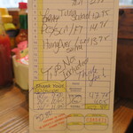 PINECREST DINER  - 2019/12/12手書きの注文票