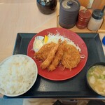 Katsuya - 海老,ヒレカツ,メンチカツ定食の御飯大盛！……