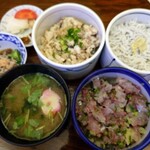 海幸楽膳 釜つる - ５代目丼2000円  干物鯵  鯵たたき  しらす