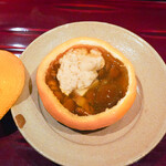 銀座 しのはら - 白子、雲丹、胡麻豆腐、ジャンボなめこの柚窯焼き