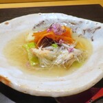 Sushi Sougorou - 松波キャベツ、海老芋、帆立貝柱のズワイガニ餡