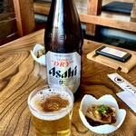 わへいそば - ビールと絶品舞茸の煮こごり（お通し）