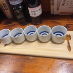 Kushiage Kaisen Sakaba Ryouma - 岡山の地酒5種飲み比べ