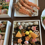 鰻割烹 伊豆栄 - 三の重、焼き海老は角上魚類