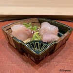 御料理 寺沢 - 寒鮃､寒鮃の縁側､瘤鯛の造り