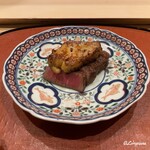 御料理 寺沢 - いわて牛のシャトーブリアンにフォアグラの西京味噌漬焼